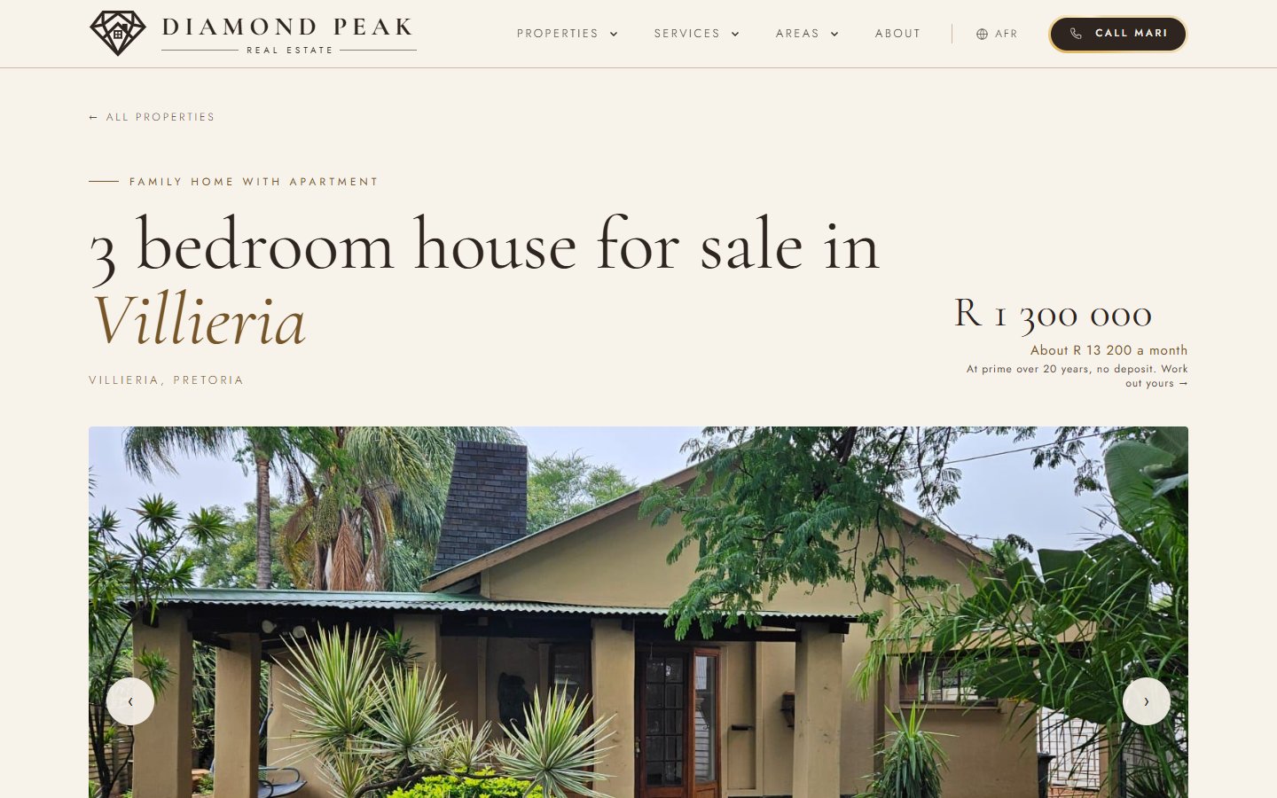 A Diamond Peak listing page