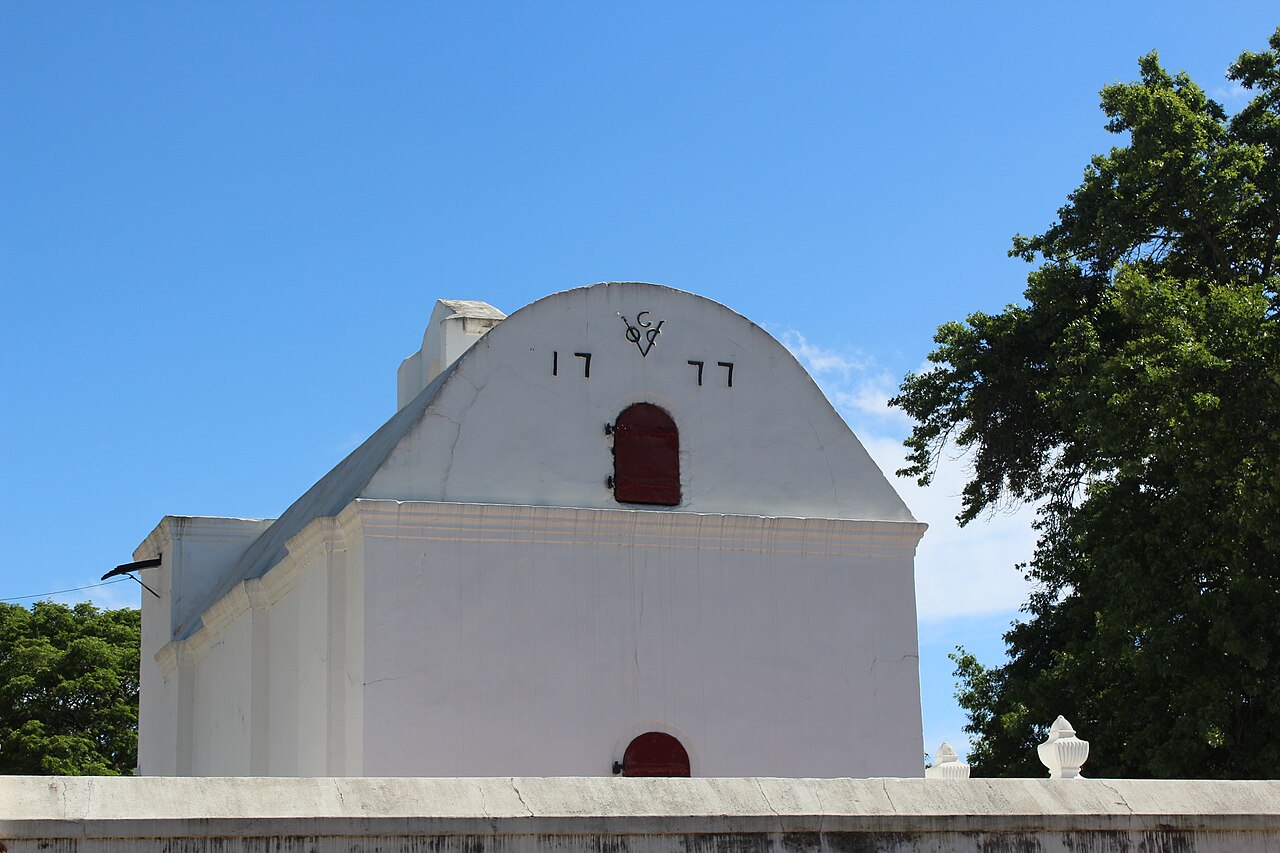 A white Cape Dutch gable