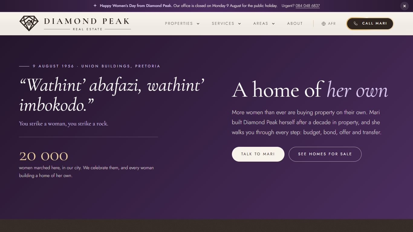 Diamond Peak's Women's Month section: Wathint' abafazi, wathint' imbokodo